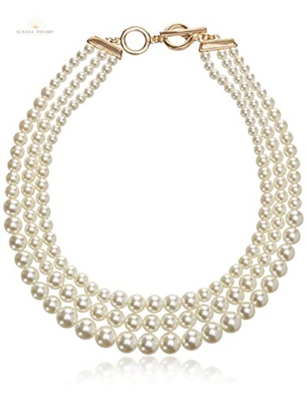 Anne Klein Pearl Collar Necklace, Gold Tone Faux Pearl 3 Layer Statement Jewelry